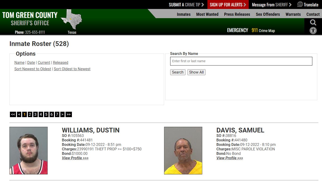 Inmate Roster (510) - Tom Green County Sheriff